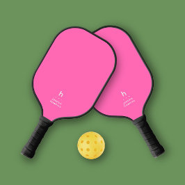 Elegant Eenvoudig Monogram Hot Pink Persoonlijk Pickleball Paddle