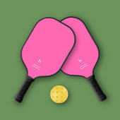 Elegant Eenvoudig Monogram Hot Pink Persoonlijk Pickleball Paddle