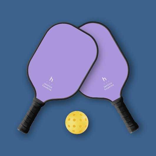 Elegant Eenvoudig Monogram Licht Paarse Persoonlij Pickleball Paddle