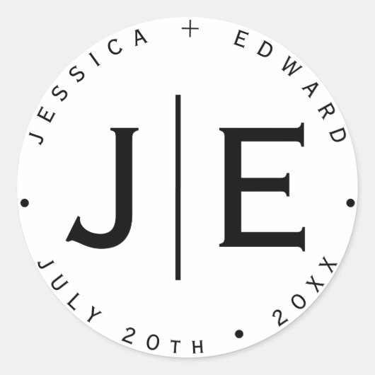 Elegant Eenvoudig Monogram Modern Chique Minimaal  Ronde Sticker (Voorkant)