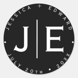 Elegant Eenvoudig Monogram Modern Chique Minimaal  Ronde Sticker