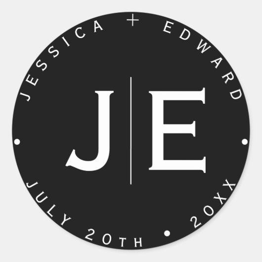 Elegant Eenvoudig Monogram Modern Chique Minimaal  Ronde Sticker (Voorkant)