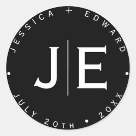 Elegant Eenvoudig Monogram Modern Chique Minimaal  Ronde Sticker