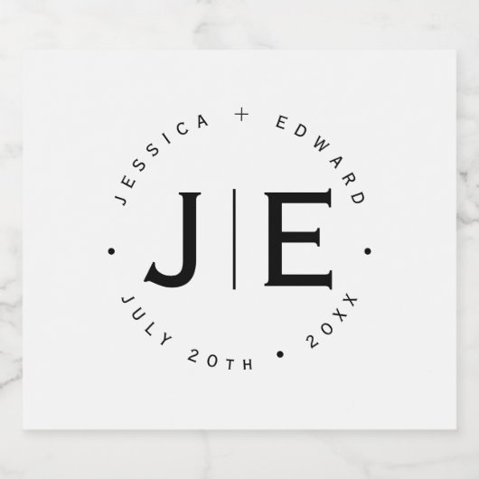 Elegant Eenvoudig Monogram Modern Chique Minimaal  Sparkling Wijnetiket (Enkel label)