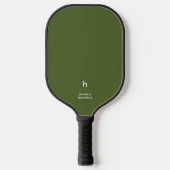 Elegant Eenvoudig Monogram Olijfgroen Persoonlijk Pickleball Paddle (Voorkant)