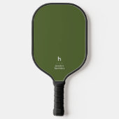 Elegant Eenvoudig Monogram Olijfgroen Persoonlijk Pickleball Paddle (Achterkant)