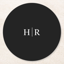 Elegant eenvoudig monogram ronde kartonnen onderzetter