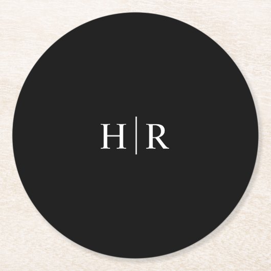 Elegant eenvoudig monogram ronde kartonnen onderzetter (Voorkant)