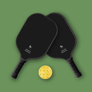 Elegant eenvoudig monogram zwart noir persoonlijk pickleball paddle