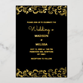 Elegant eenvoudig mooi bloemenhuwelijk folie uitnodiging