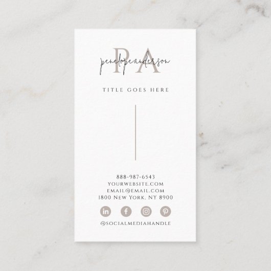 Elegant Eenvoudig Neutraal Boho Chique Modern Unie Visitekaartje (Achterkant)