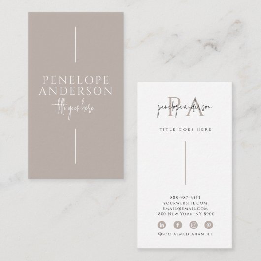 Elegant Eenvoudig Neutraal Boho Chique Modern Unie Visitekaartje (Voorkant / Achterkant)