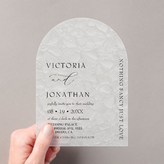 Elegant Eenvoudig Niets Fancy Huwelijk Acryl Acryl Uitnodigingen (Insitu (Draagbaar))