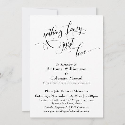 Elegant Eenvoudig Niets Gekunstelds, Gewoon Liefde Kaart (Voorkant)