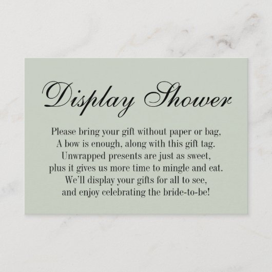 Elegant, eenvoudig No Wrap Vrijgezellenfeest, Sage Informatiekaartje (Voorkant)