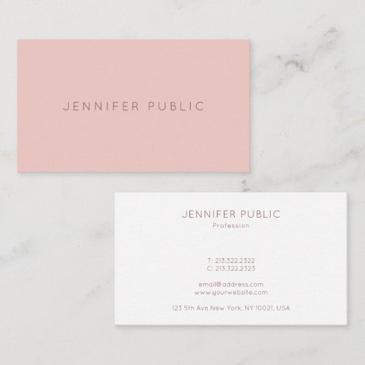 Elegant eenvoudig ontwerp Blush Pink Moderne Sjabl Visitekaartje (Voorkant / Achterkant)