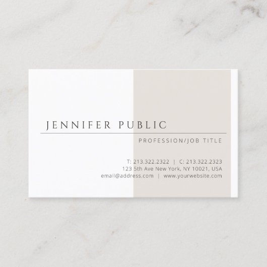 Elegant eenvoudig ontwerp Moderne Minimale Sjabloo Visitekaartje (Voorkant)