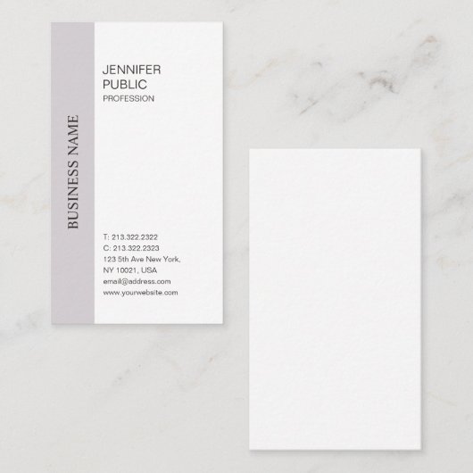 Elegant eenvoudig ontwerp Paarse witte trendy vlak Visitekaartje (Voorkant / Achterkant)