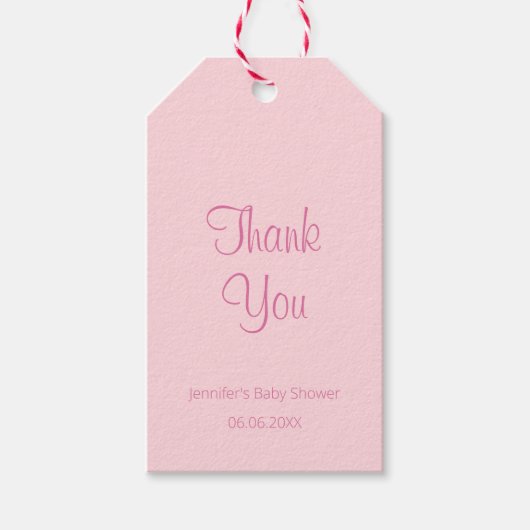 Elegant eenvoudig ontwerp roze Baby shower dank u Cadeaulabel (Voorkant)