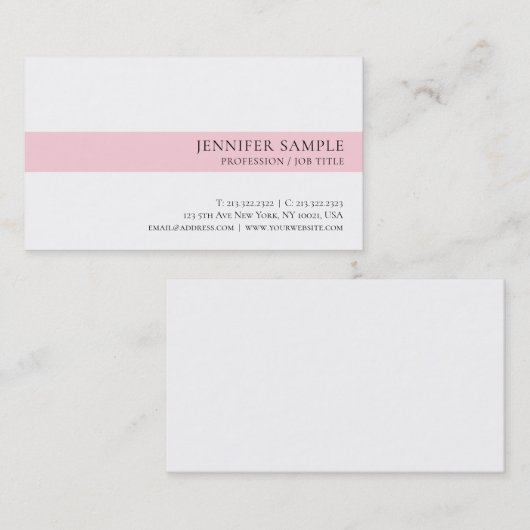 Elegant Eenvoudig Ontwerp Roze Wit Trendy De Luxe Visitekaartje (Voorkant / Achterkant)