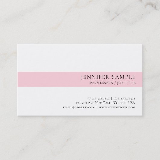 Elegant Eenvoudig Ontwerp Roze Wit Trendy De Luxe Visitekaartje (Voorkant)