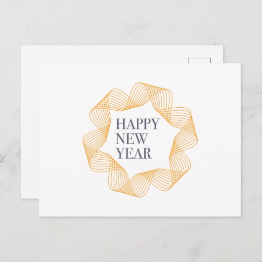 Elegant, eenvoudig ontwerp van "Happy New Year" Feestdagenkaart (Voorkant / Achterkant)