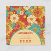 Elegant Eenvoudig Oranje Blauw Retro Groovy Bloeme Vierkante Visitekaartje (Achterkant)