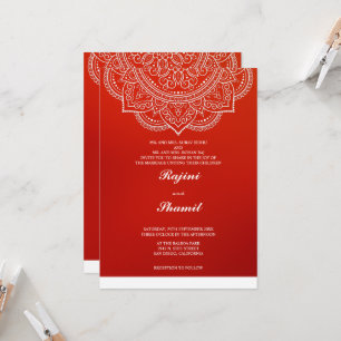 Elegant eenvoudig Oranje Red Paisley Indian Hindu Kaart