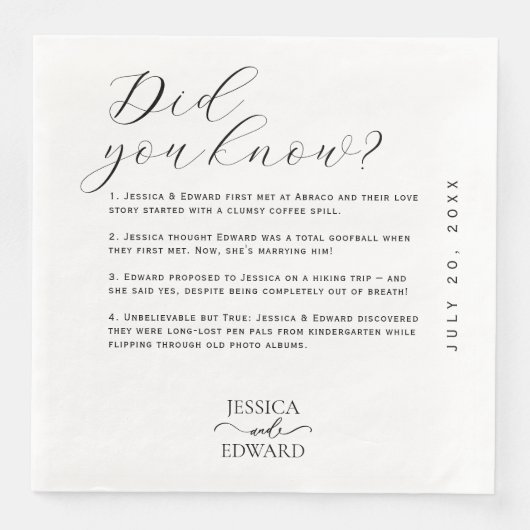 Elegant Eenvoudig Paar Leuke Feiten Modern Minimaa Servet (Voorkant)