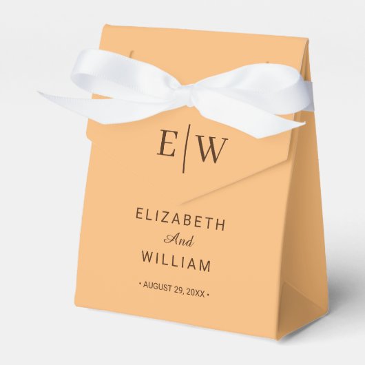 Elegant Eenvoudig Perzik Monogram Bruiloft Bedankdoosjes (Voorkant Zijde)
