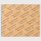 Elegant Eenvoudig Perzik Monogram Bruiloft Cadeaupapier (Vlak)