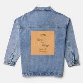 Elegant Eenvoudig Perzik Monogram Bruiloft Denim Jacket (Achterkant)