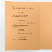 Elegant Eenvoudig Perzik Monogram Bruiloft Drieluik Programma (Binnenzijde eerst)