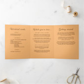 Elegant Eenvoudig Perzik Monogram Bruiloft Drieluik Programma (Binnen)