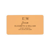 Elegant Eenvoudig Perzik Monogram Bruiloft Etiket (Voorkant)