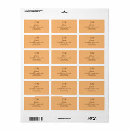 Elegant Eenvoudig Perzik Monogram Bruiloft Etiket