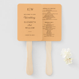 Elegant Eenvoudig Perzik Monogram Bruiloft Handwaaier