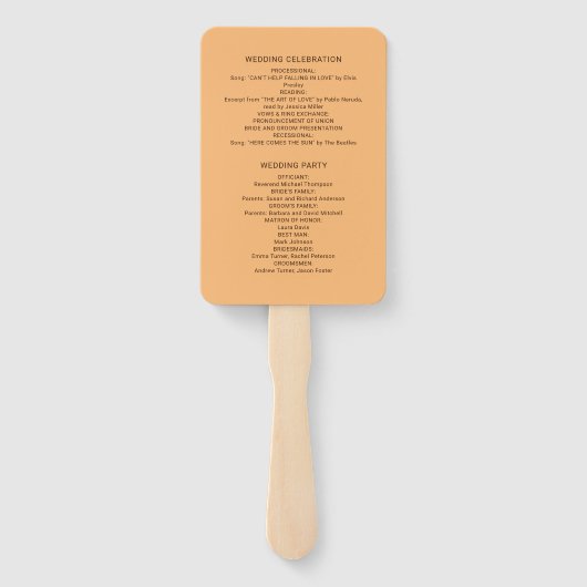 Elegant Eenvoudig Perzik Monogram Bruiloft Handwaaier (Achterkant)