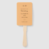 Elegant Eenvoudig Perzik Monogram Bruiloft Handwaaier (Voorkant)