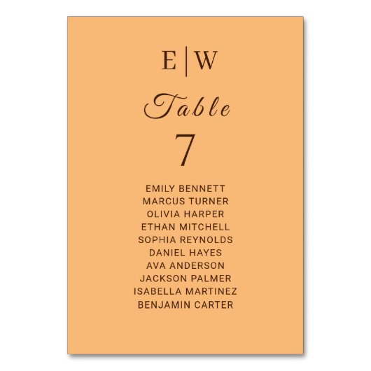 Elegant Eenvoudig Perzik Monogram Bruiloft Kaart (Voorkant)