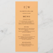 Elegant Eenvoudig Perzik Monogram Bruiloft Menu (Voorkant)