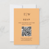 Elegant Eenvoudig Perzik Monogram Bruiloft RSVP Kaartje (Voorkant)