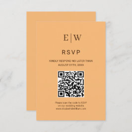 Elegant Eenvoudig Perzik Monogram Bruiloft RSVP Kaartje