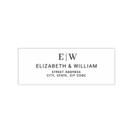 Elegant Eenvoudig Perzik Monogram Bruiloft Rubberstempel