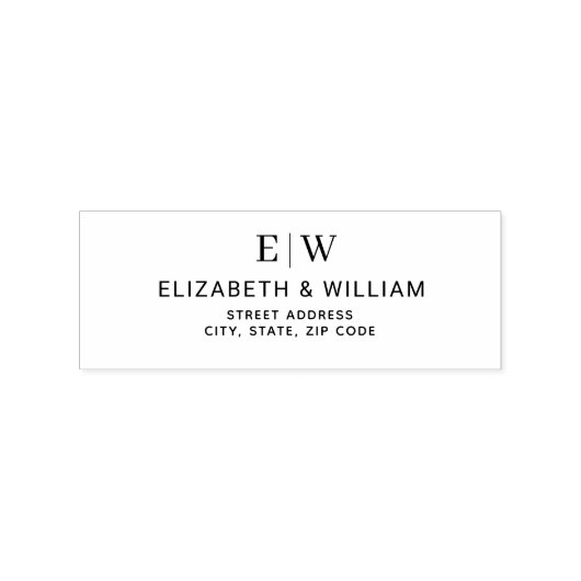 Elegant Eenvoudig Perzik Monogram Bruiloft Rubberstempel (Afrduk)