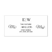 Elegant Eenvoudig Perzik Monogram Bruiloft Rubberstempel (Afrduk)