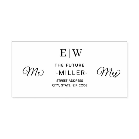 Elegant Eenvoudig Perzik Monogram Bruiloft Rubberstempel (Afrduk)