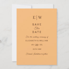 Elegant Eenvoudig Perzik Monogram Bruiloft Save The Date