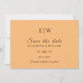Elegant Eenvoudig Perzik Monogram Bruiloft Save The Date