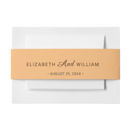 Elegant Eenvoudig Perzik Monogram Bruiloft Uitnodigingen Wikkel